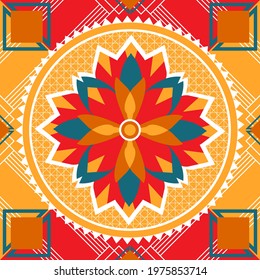vector flower colorful art design,Vector geometric shapes pattern,geometric seamless pattern in traditional style,