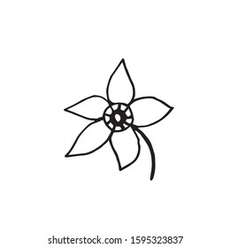 Vector flower comment in black line art. Social media illustration on white isolated background hand drawn. Design for web, baners, stickers, wrapping paper, wallpaper, packaging and postcards.