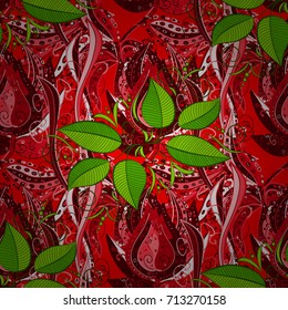 Vector flower concept. Leaf natural pattern in red, green and pink colors. Seamless floral pattern can be used for wallpaper, website background, wrapping paper. Summer design.