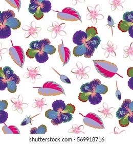 Vector flower concept on a white background. Leaf natural multicolored pattern. Multicolor seamless floral pattern can be used for wallpaper, website background, wrapping paper. Summer design.