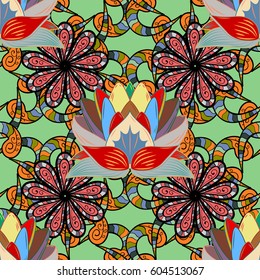 Vector flower concept. Seamless floral pattern can be used for wallpaper, website background, wrapping paper. Summer design. Leaf natural pattern in colors.