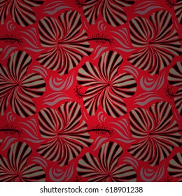 Vector flower concept. Seamless floral pattern can be used for wallpaper, website background, wrapping paper. Summer design. Natural red and black hibiscus seamless pattern.
