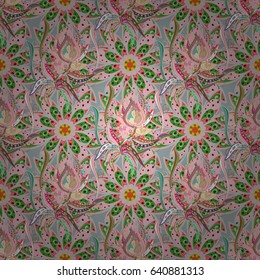 Vector flower concept. Seamless floral pattern can be used for wallpaper, website background, wrapping paper. Summer design. Leaf natural pattern in blue colors.