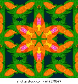 Vector flower concept. Summer design. Leaf natural pattern in blue colors. Seamless floral pattern can be used for wallpaper, website background, wrapping paper.