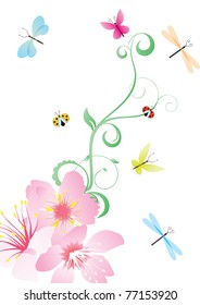 vector flower corner with butterflies