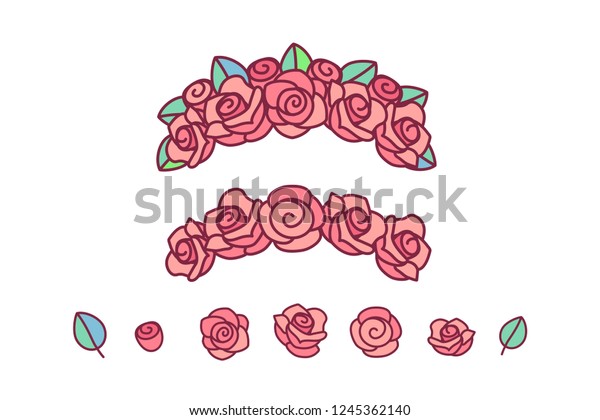 Vector Flower Crown Red Rose Wreath Stock Vector (Royalty Free) 1245362140