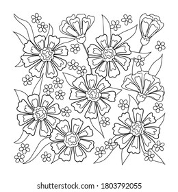 flor vectorial daisy cornflower knapwey flores silvestres cuadrado ramo tarjeta de color imprimible página de esquema
