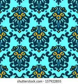 Vector Flower Damask Seamless Pattern