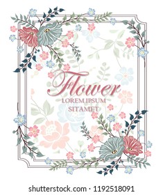 Vector flower design. Colorful floral collection with leaves and flowers,Design for invitation, wedding or greeting cards