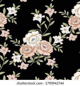 vector flower design pattern on black background