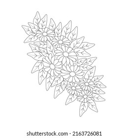 diseño de flor vectorial con trazo arte de línea negra floreciente dibujo de mano