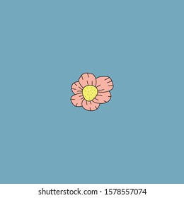 Vector flower doodle bright colorful on blue background