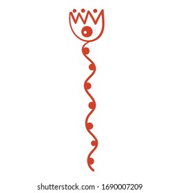 Vektorillustration blüht im Doodle-Stil. Einzeln Bild von rotbrauner Farbe auf weißem Hintergrund. Für die Färbung von Kindern, das Design von gedruckten Materialien, Kinderheften, Covern, Büchern und Zeitschriften.