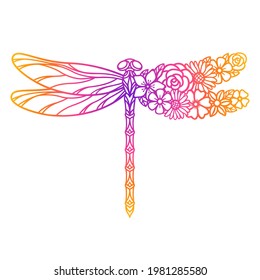 Flora de vectores. Silhouette de insectos decorativa. Plantilla para corte láser y papel, impresión en camiseta, taza. Estilo plano. Elementos decorativos dibujados a mano para tu diseño. Aislado en blanco.