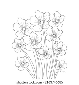 vector flower drawing with detailed creative line stroke for coloring page