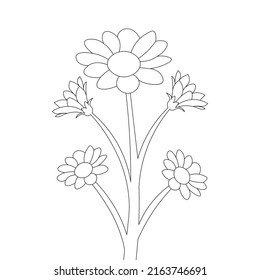 dibujo de flores vectoriales con línea creativa detallada para la página de color