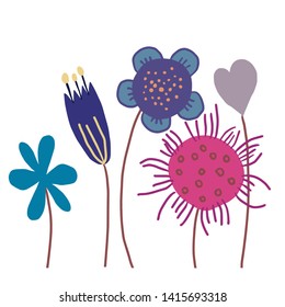 Vector flower drawing and line colorful