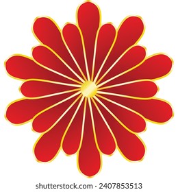 Vector Flower Element Red Gold Chinese New Year