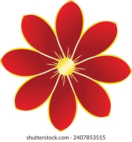 Vector Flower Element Red Gold Chinese New Year