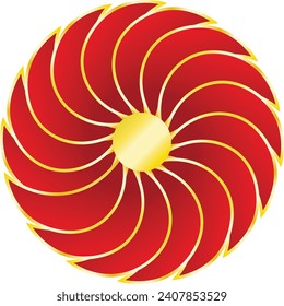 Vector Flower Element Red Gold Chinese New Year