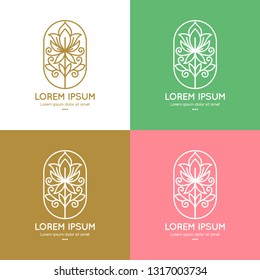 Vector flower emblem. Elegant, classic elements. Can be used for jewelry, beauty and fashion industry. Great for logo, monogram, invitation, flyer, menu, brochure, background, or any desired idea.