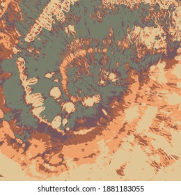 Vector Flower. Ethnic Abstract. Olive Ink Textured. Beige Craft Art Modern Batik. Tie Dye Colorful. Psychedelic Art. Vector Decoration. Tie Dye Spiral. Boho Fashion. Batik Brush.