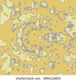 Vector Flower. Ethnic Background. Grey Hand Drawn Textile print. Yellow Ink Textured. Tie Dye Print. Psychedelic Art. Vector Fabric Print. Tie Dye Texture. Summer Fashion. Boho Fashion.