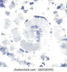 Vector Flower. Ethnic Background. Indigo Craft Art Boho Rug. Blue Batik Brush. Tie Dye Spiral. Summer Fashion. Vector Ornament. Tie Dye Texture. Space Dyed Fabric.