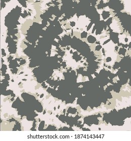 Vektorblume. Ethnischer Hintergrund. Olive Hand Drawn Modern Batik. Graue Sommermode. Tie Dye Print. Tinte strukturiert. Vektorschmuck. Tie Dye Spiral. Psychedelische Kunst. Hippie Fabric.