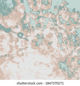 Vector Flower. Ethnic Print. Pastel Aqua Textile print. Beige Hippie Fabric. Tie Dye Texture. Space Dyed Fabric. Boho Rug. 