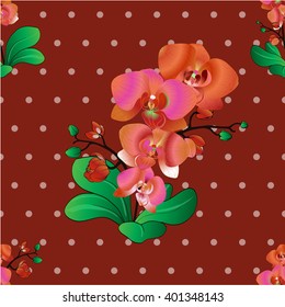 Vector flower exotic orchid. Seamless background.