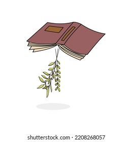 Cae la flor vectorial en el libro Ilustraciones sobre fondo blanco 