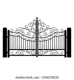 Vector flower fence, iron fence in front of the house. balcony railing svg