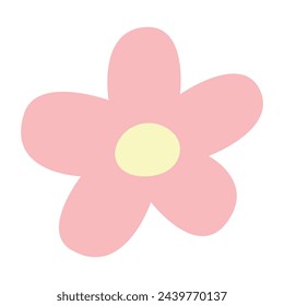 Vector flower in a flat minimalistic style, isolated on a white background. Illustration of a single flower in pink in a simple style