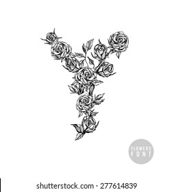 Vector flower font. Can be used banners, invitation, congratulation or website layout vector