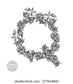 Vector flower font. Can be used banners, invitation, congratulation or website layout vector