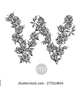 Vector flower font. Can be used banners, invitation, congratulation or website layout vector