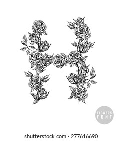 Vector flower font. Can be used banners, invitation, congratulation or website layout vector