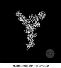 Vector flower font. Can be used banners, invitation, congratulation or website layout vector