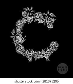 Vector flower font. Can be used banners, invitation, congratulation or website layout vector