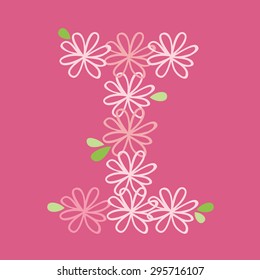 vector flower font, capital I