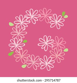vector flower font, capital Alphabet Letter G