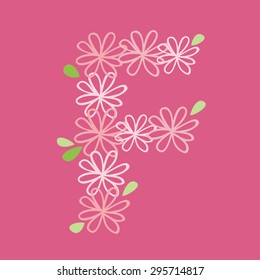 vector flower font, capital Alphabet Letter F