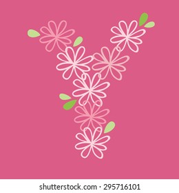 vector flower font, capital Y
