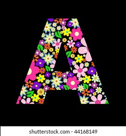 Vector flower font, letter A
