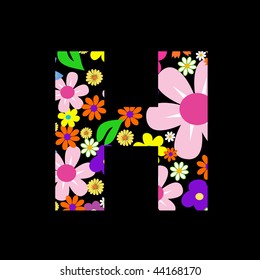Vector flower font, letter H