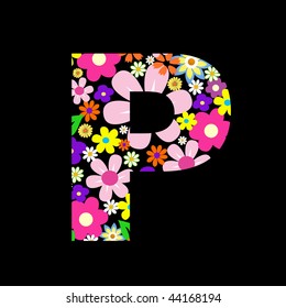 Vector flower font, letter P