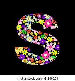 Vector flower font, letter S