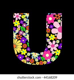 Vector flower font, letter U