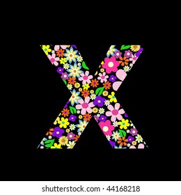 Vector flower font, letter X